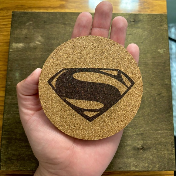 Superman Henry Cavill Logo Laser Engraved Cork Coaster - Picture 3 of 5